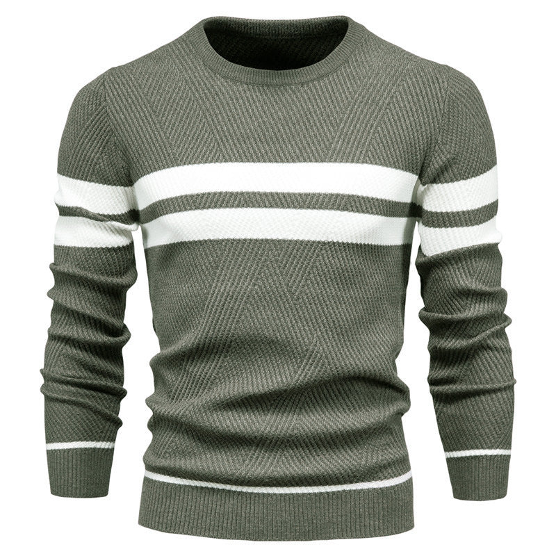 Herren Strickpullover mit modernem Strukturdesign und klassischen Streifen Aliams