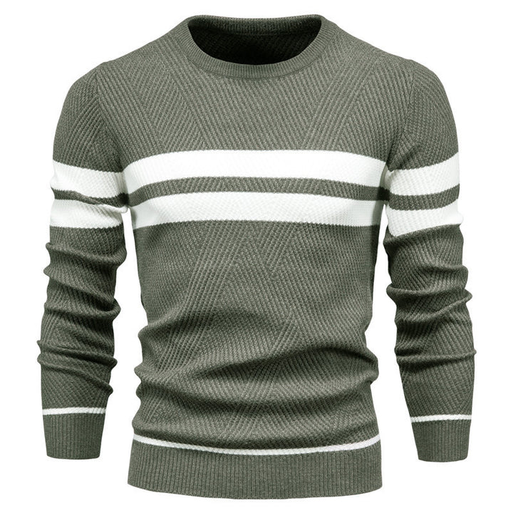 Herren Strickpullover mit modernem Strukturdesign und klassischen Streifen Aliams