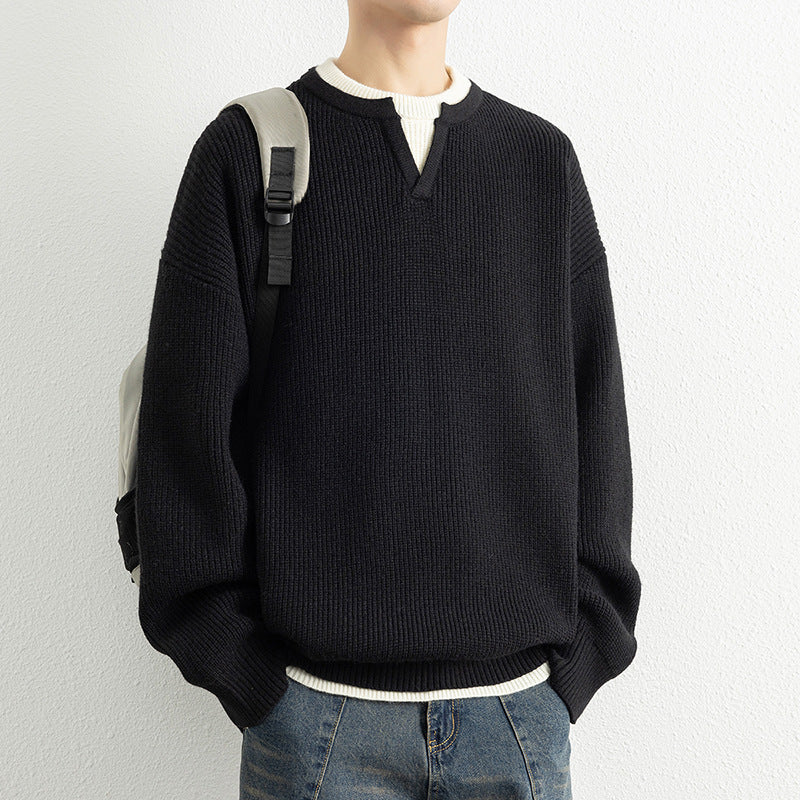 Herren Strickpullover mit V-Ausschnitt und strukturiertem Design Aliams