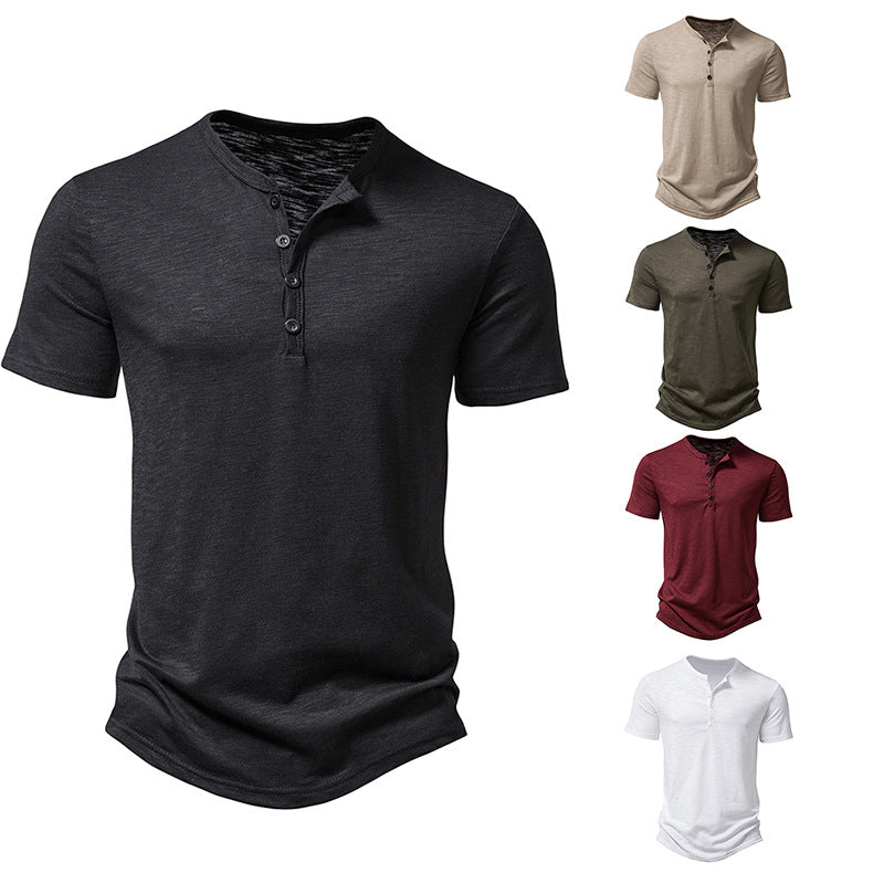 Herren Kurzarm Henley-T-Shirt mit Knopfleiste und atmungsaktivem Material Aliams