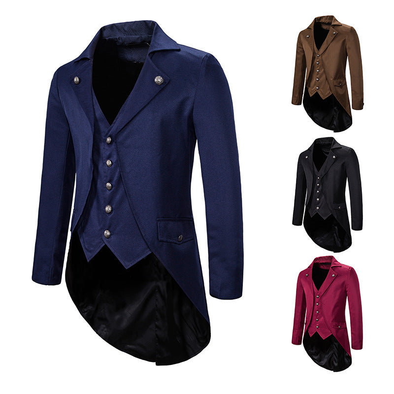 Herren eleganter Blazer mit asymmetrischem Schnitt und floralem Design Aliams