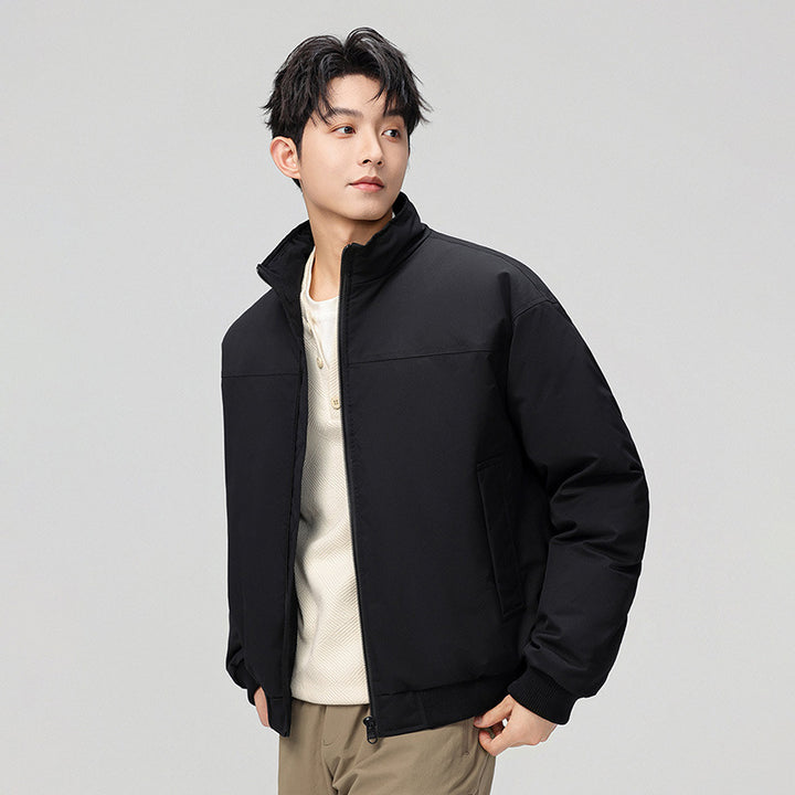 Herren stylische Bomberjacke mit hohem Kragen und seitlichen Taschen Aliams