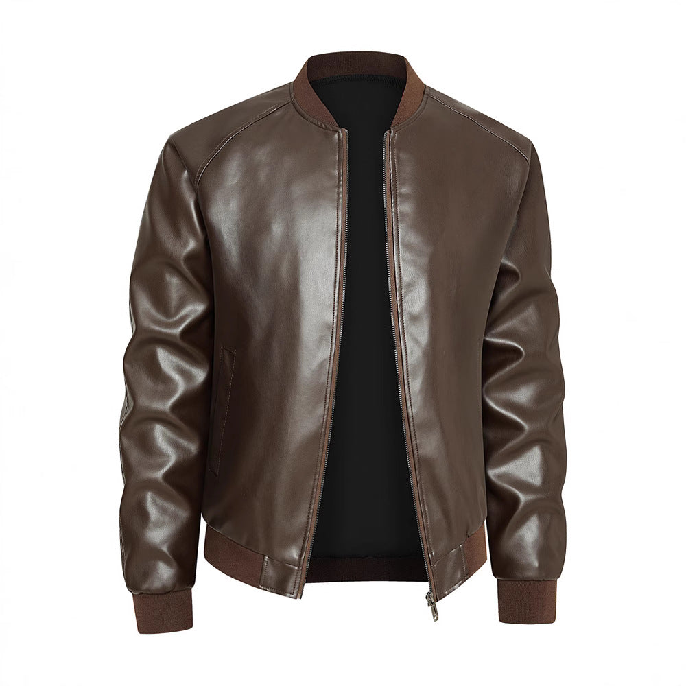 Herren elegante Lederjacke mit modischem Schnitt und praktischen Taschen Aliams