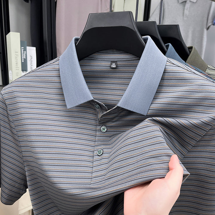 Herren Kurzarm Poloshirt mit innovativem Streifenmuster und atmungsaktiver Technologie Aliams