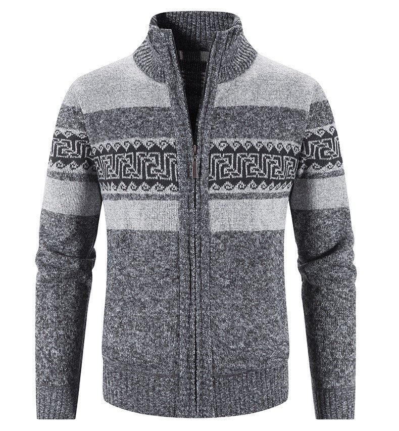 Herren gemütlicher Strickjacke mit Zip-Kragen Aliams