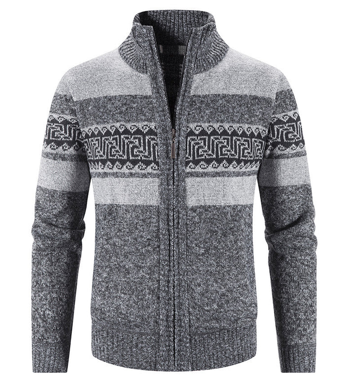 Herren gemütlicher Strickjacke mit Zip-Kragen Aliams
