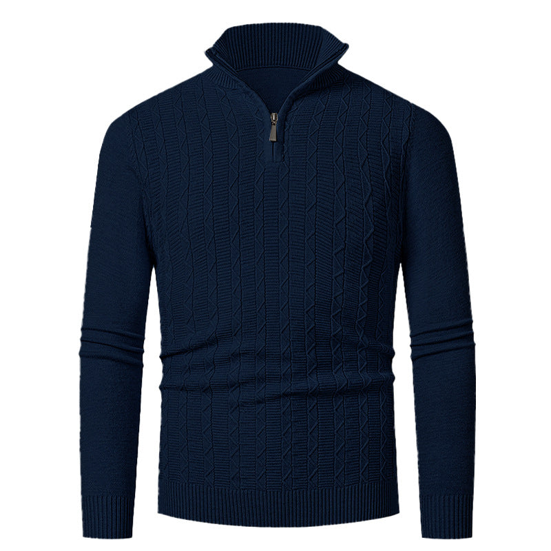 Herren Strickpullover mit hohem Kragen und feinem Zopfdesign Aliams