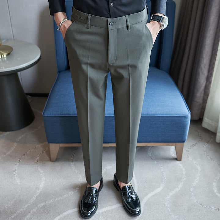 Herren elegante Anzughose mit schlanker Passform und feinem Streifenmuster Aliams