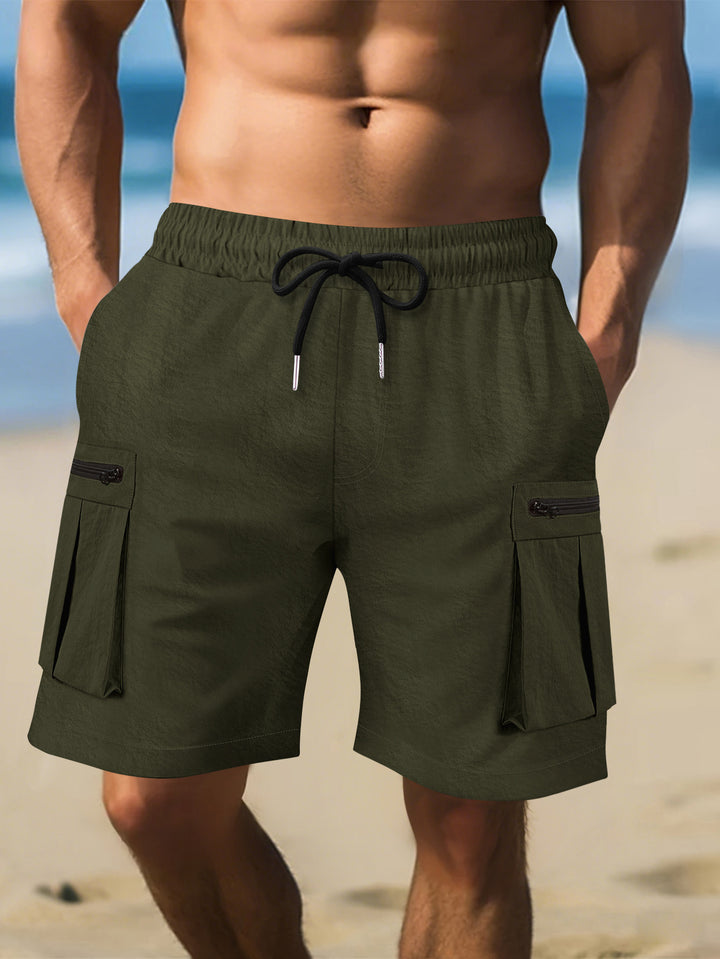 Herren Cargo-Shorts mit praktischen Reißverschlusstaschen und elastischem Bund Aliams