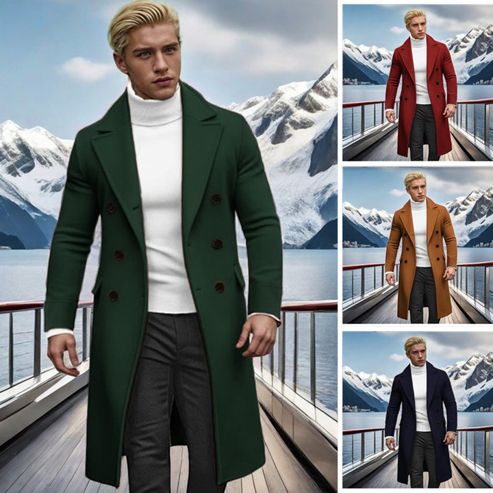 Herren eleganter doppelt-knopf Mantel mit hohem Kragen Aliams