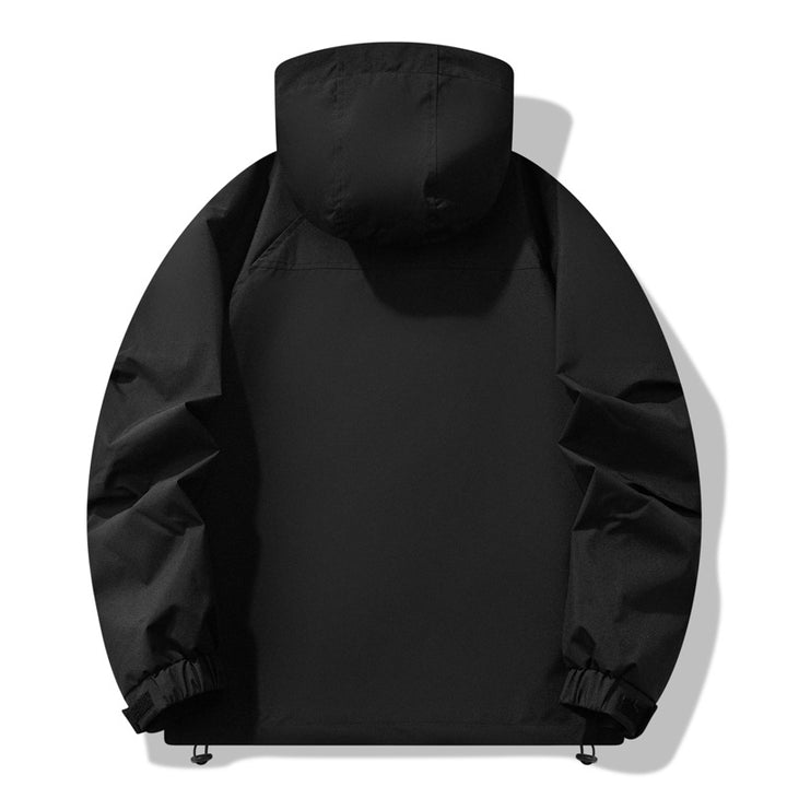 Herren wasserabweisende Outdoor-Jacke mit verstellbarer Kapuze und funktionalen Reißverschlusstaschen Aliams