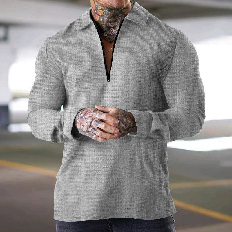 Herren elegantes Langarmshirt mit Reißverschluss und strukturiertem Design Aliams