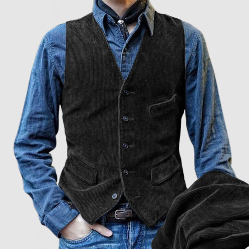 Herren Weste aus weichem Cord mit klassischem Schnitt und praktischen Taschen Aliams