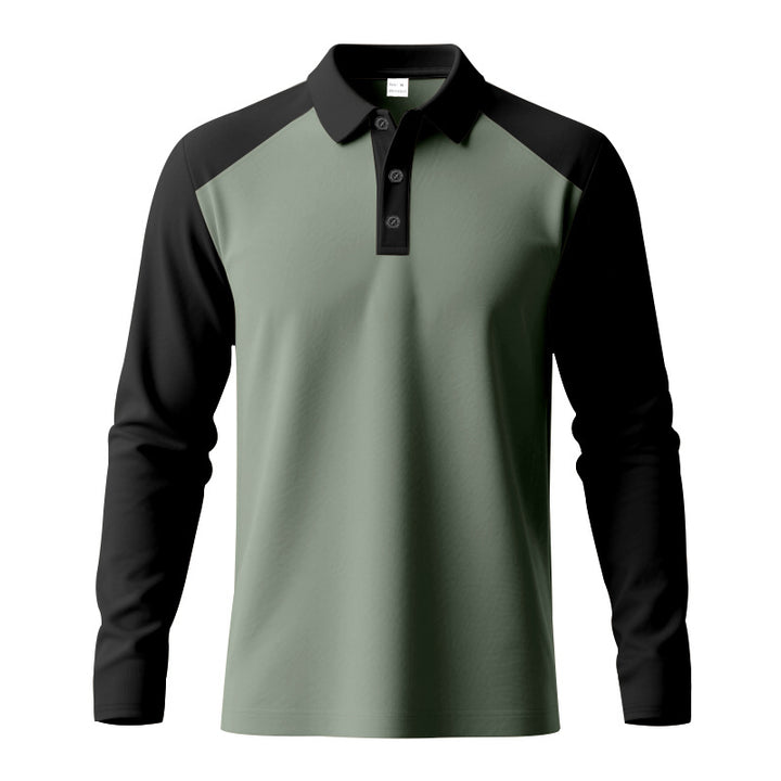 Herren Sportliches Langarmpoloshirt mit Kontrastärmel Aliams