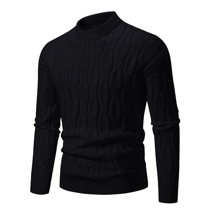 Herren Strickpullover mit Zopfdesign und hohem Kragen Aliams