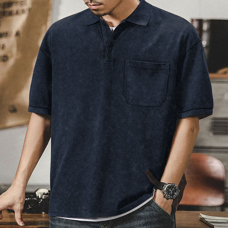Herren Polohemd mit lässigem Schnitt und Brusttasche Aliams