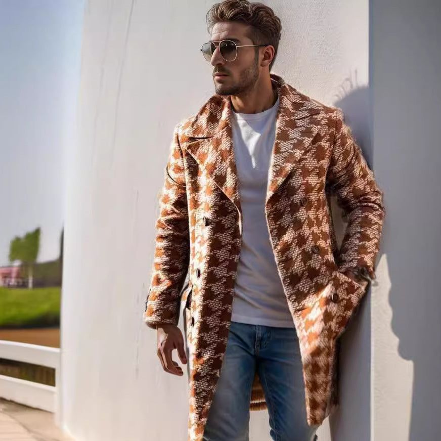 Herren eleganter Mantel im Hahnentrittmuster Aliams