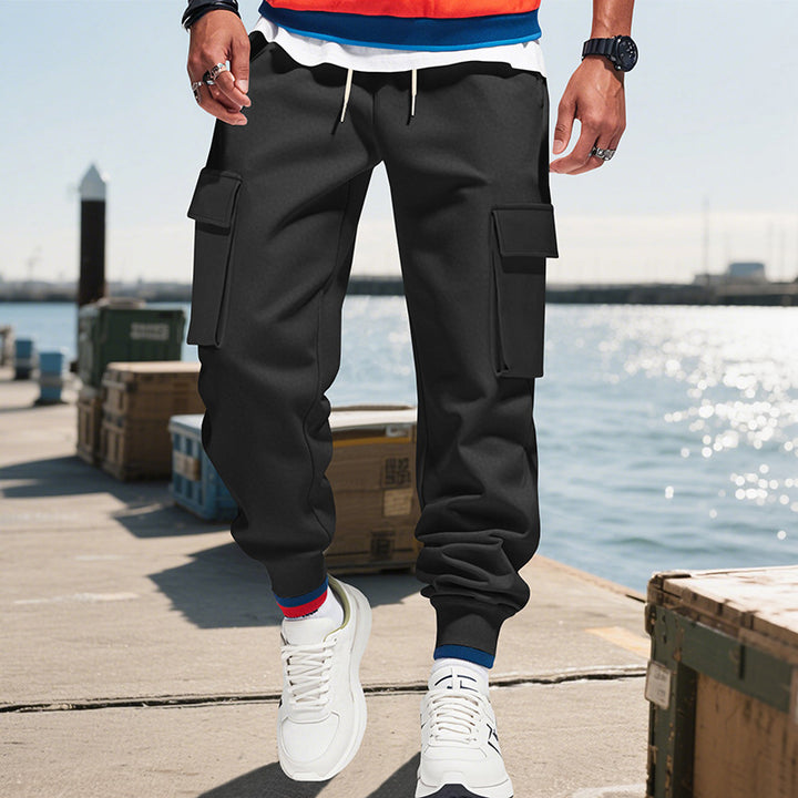 Herren Cargo-Jogginghose mit praktischen Reißverschlusstaschen und elastischem Bund Aliams