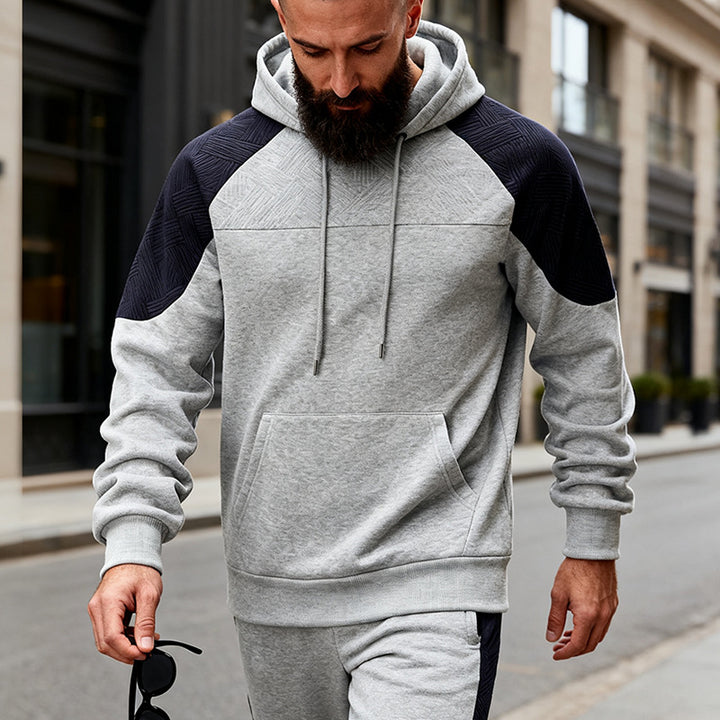 Herren sportlicher Kapuzenpullover mit strukturierten Ärmelpanels Aliams