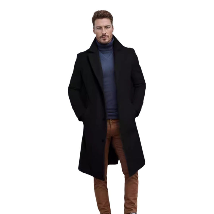 Herren eleganter Wollmantel mit klassischem Revers und praktischen Taschen Aliams