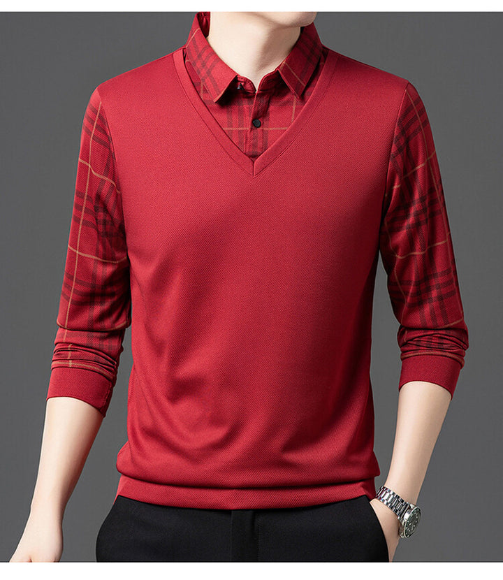 Herren eleganter V-Pullover mit strukturierten Ärmeln Aliams