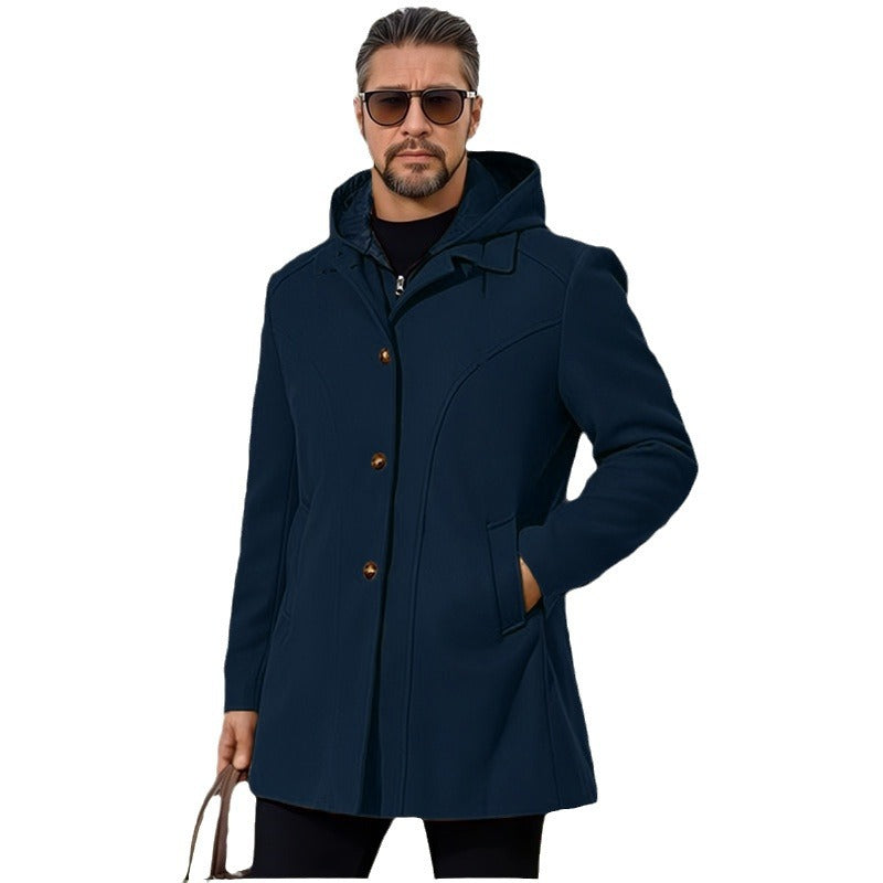 Herren elegante Übergangsjacke mit Kapuze und ausgestellten Abnähern Aliams