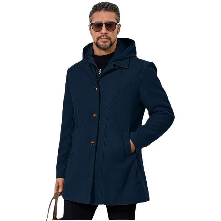 Herren elegante Übergangsjacke mit Kapuze und ausgestellten Abnähern Aliams