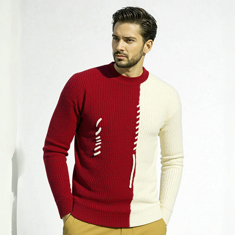 Herren Strickpullover mit modernem Struktur-Design und kontrastierenden Mustern Aliams
