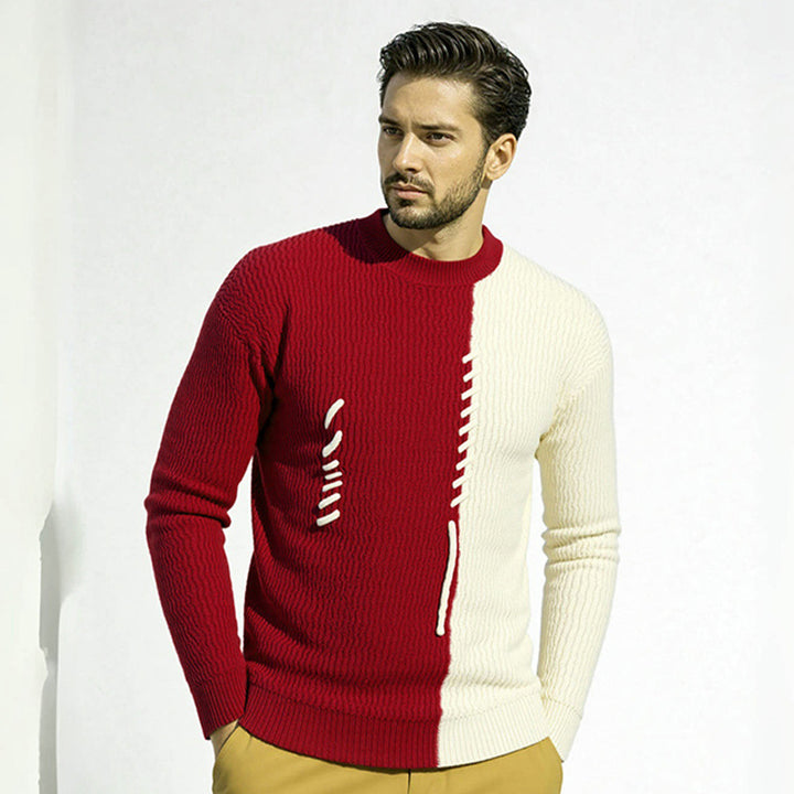 Herren Strickpullover mit modernem Struktur-Design und kontrastierenden Mustern Aliams