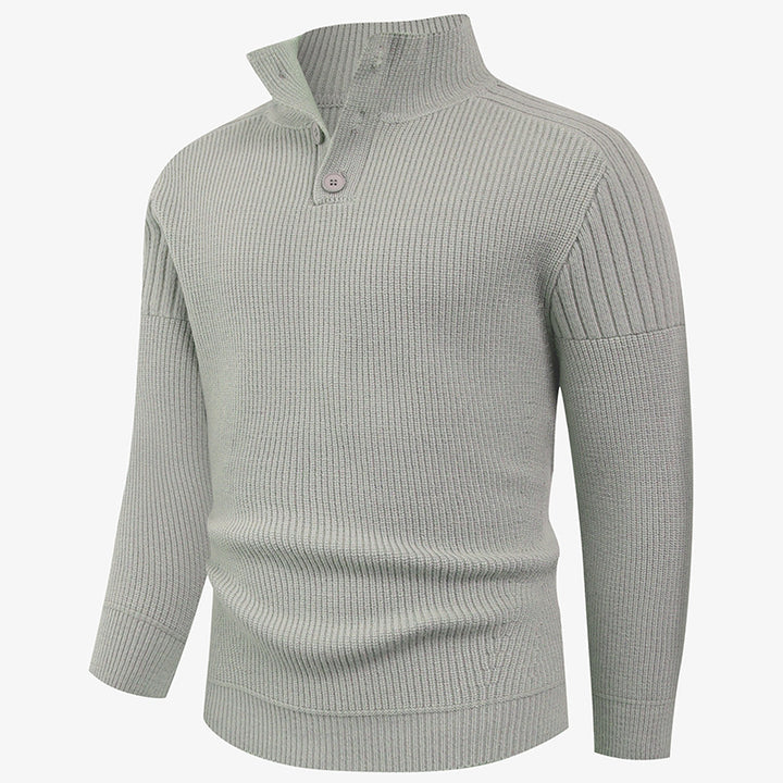Herren Strickpullover mit hohem Kragen und Knopfdetails Aliams