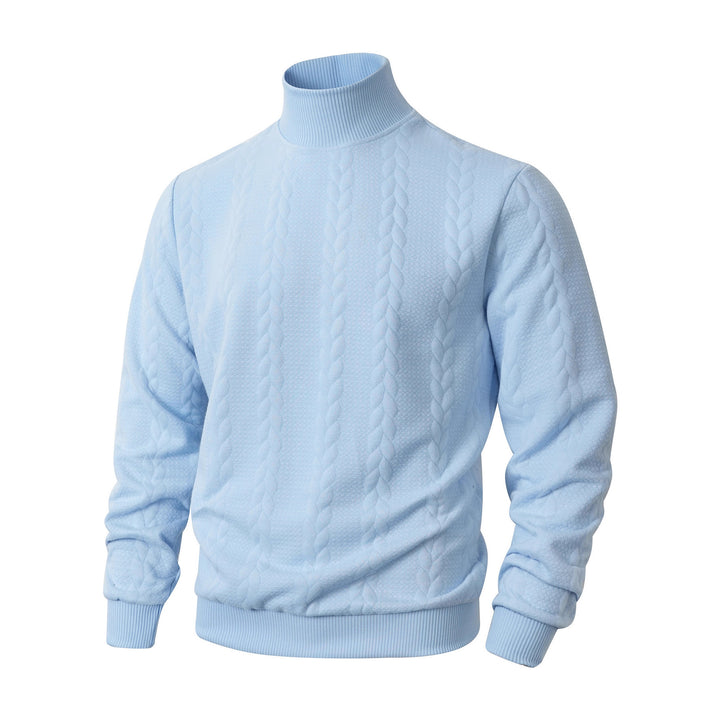 Herren Strickpullover mit hohem Kragen und innovative Zopfdetails Aliams