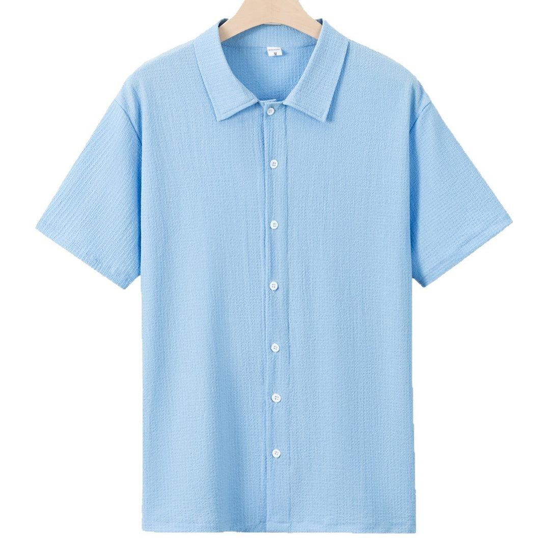 Herren Kurzarm-Hemd mit strukturiertem Gewebe und modischem Kragen Aliams