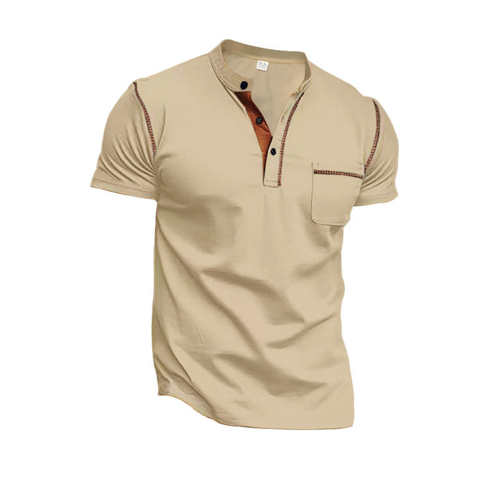 Herren Kurzarm-Henley-Shirt mit modischen Akzenten Aliams