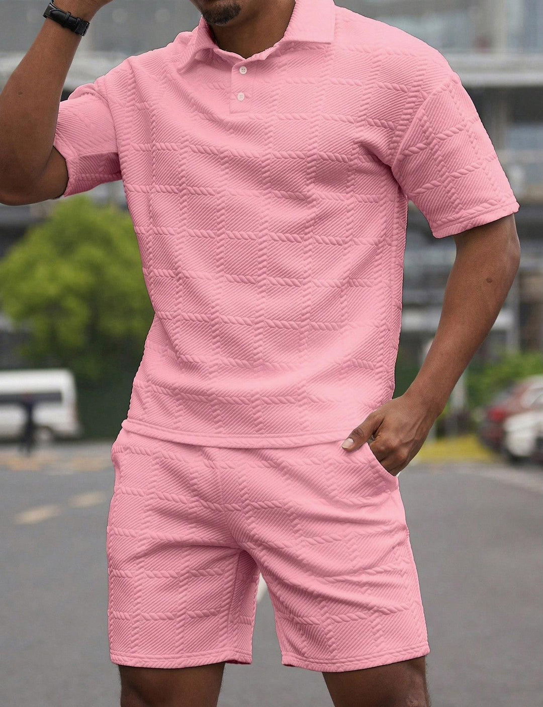 Herren Sportliches Kurzarm-Set mit strukturierter Oberfläche Aliams
