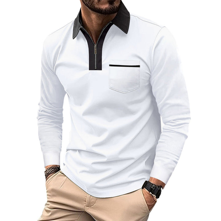 Herren sportliches Langarm-Henley-Shirt mit Reißverschluss und modernem Design Aliams