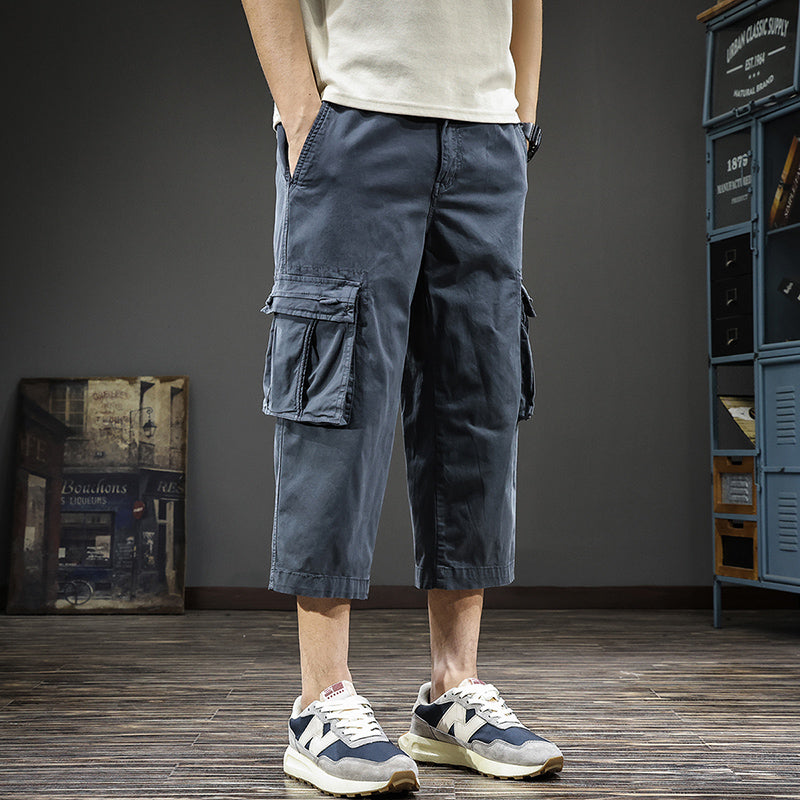 Herren Cargo-Shorts mit vielen Taschen und elastischem Bund Aliams