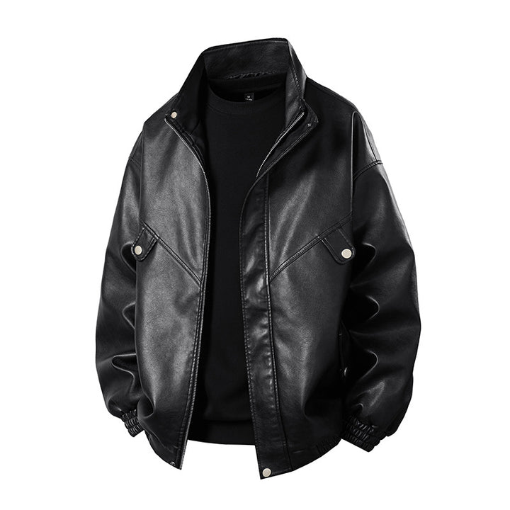 Herren Kunstlederjacke im lässigen Look mit praktischen Pattentaschen Aliams