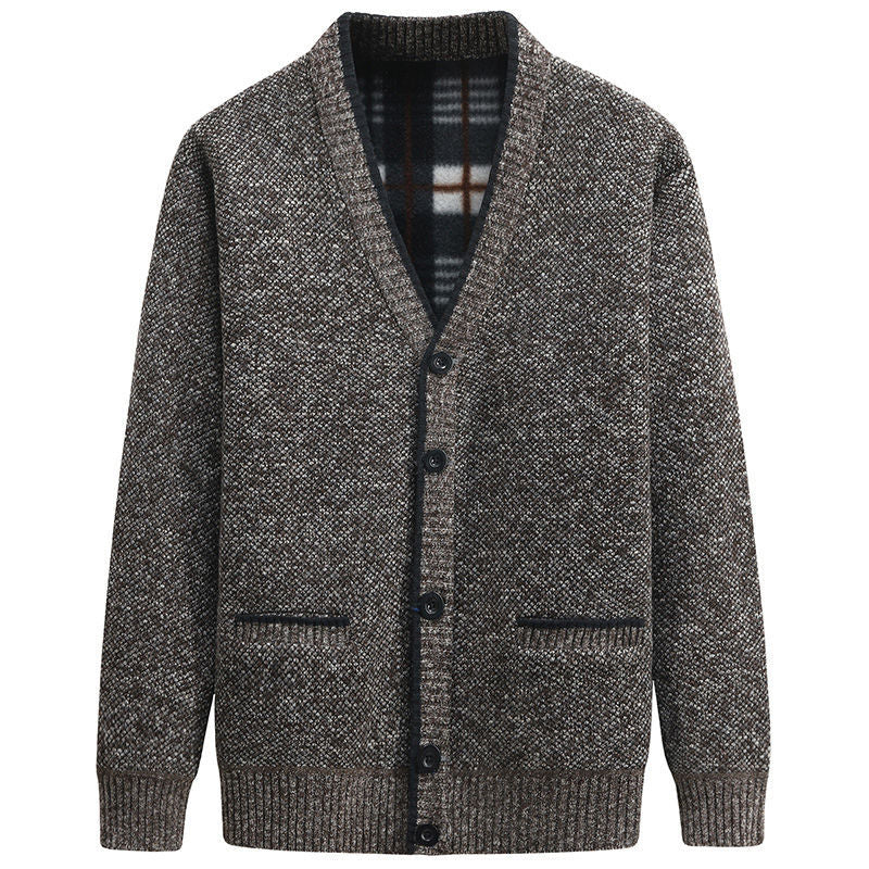 Herren stilvolle Strickjacke mit V-Ausschnitt und liebevollen Details Aliams