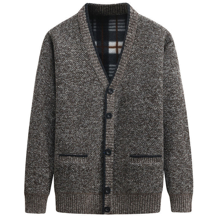 Herren stilvolle Strickjacke mit V-Ausschnitt und liebevollen Details Aliams