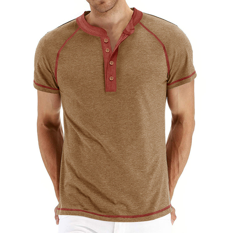 Herren Kurzarm-Henley-Shirt mit kontrastierenden Details und bequemer Passform Aliams