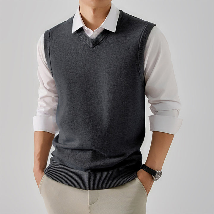 Herren eleganter V-Ausschnitt Pulloverweste Aliams