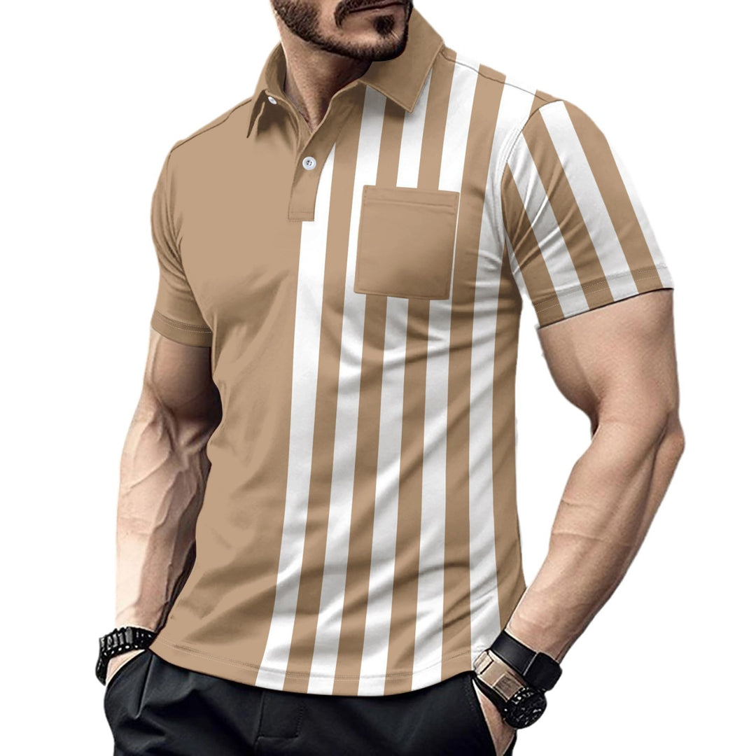 Herren Kurzarm Poloshirt mit strukturiertem Muster und praktischer Brusttasche Aliams