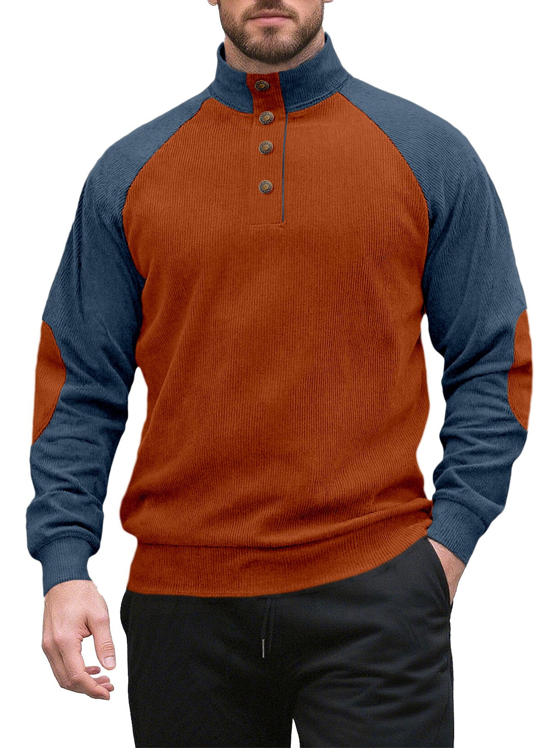 Herren Strickpullover mit modernem Knopfleisten-Design und Raglanärmeln Aliams