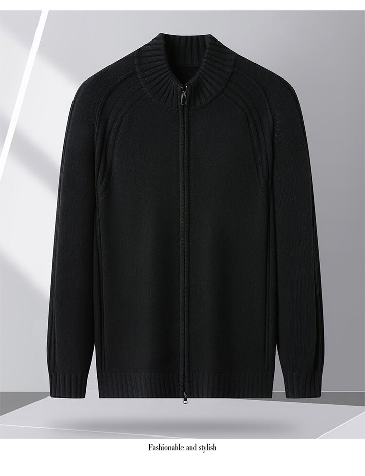 Herren Strickjacke mit Reißverschluss und hohen Kragen Aliams
