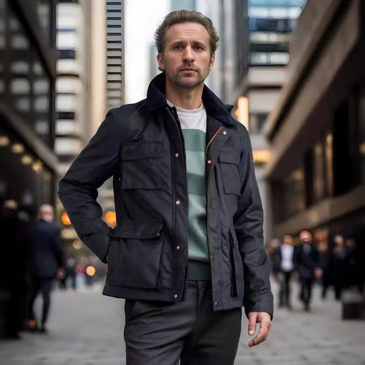 Herren funktionale Utility-Jacke mit praktischen Taschen Aliams