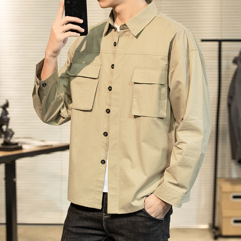 Herren robuste Utility-Hemdjacke mit praktischen Brusttaschen Aliams