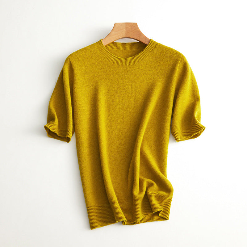 Damen Kurzarm Cashmere-Mix Pullover Aliams