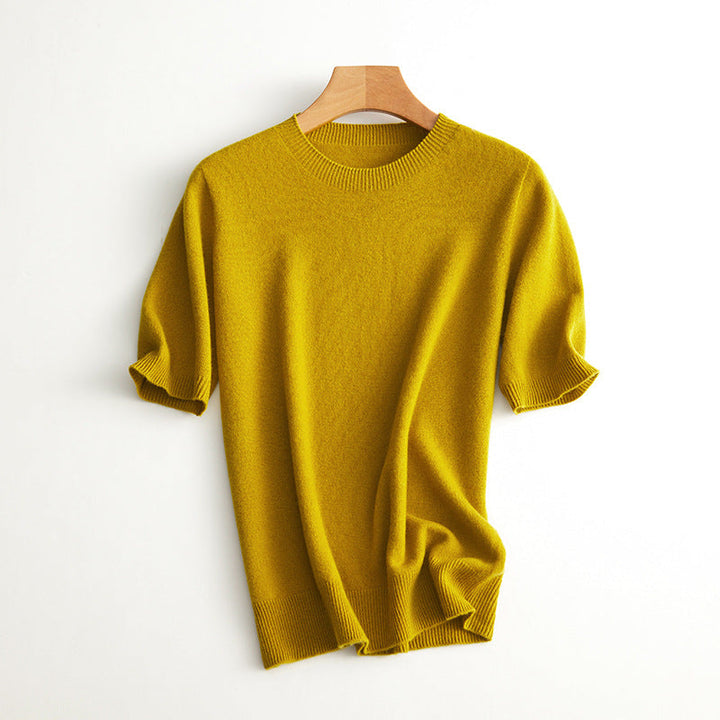 Damen Kurzarm Cashmere-Mix Pullover Aliams