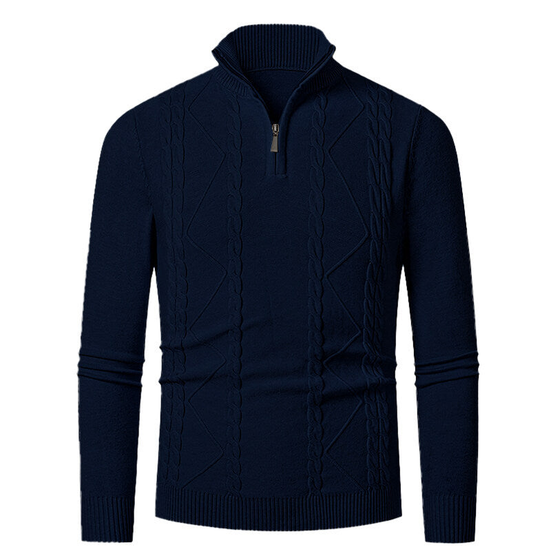 Herren Strickpullover mit Stehkragen und Zopfmuster Aliams