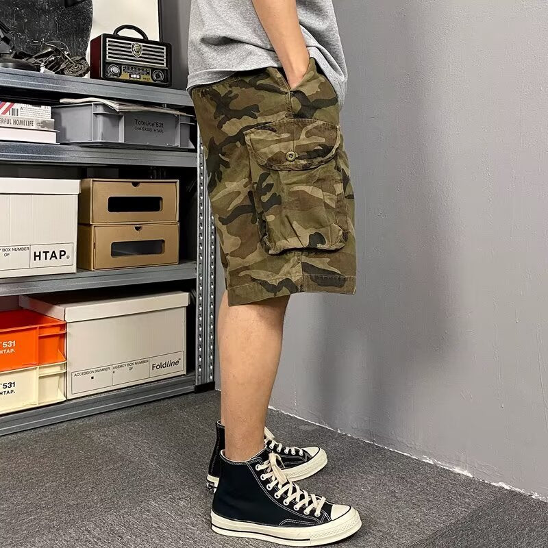 Herren Cargo-Shorts mit funktionalen Seitentaschen und verstellbarem Bund Aliams